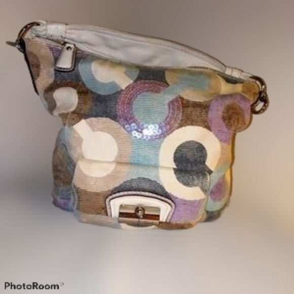 Coach Kristin Optic art sequin  hobo bag rare - Picture 3 of 15